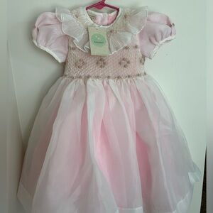 Anastasia Handsmocked Organzan Pink Dress By Piccoli and CO